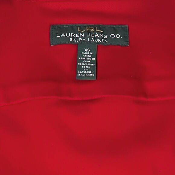 Ralph Lauren Womens Jean Jacket Red Button Front Stretch Denim Preppy Cropped XS - Picture 3 of 9